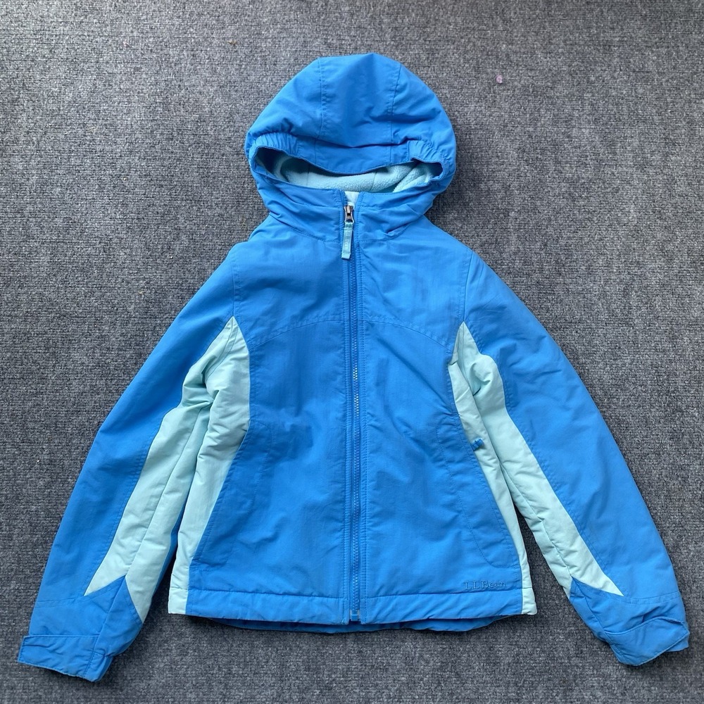 L.L. Bean Winter Jacket Kids Size S/8 Blue Hooded Lined Fleece